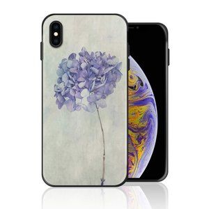 Silicone Case for iPhone Xs, Blue Hydrangea Design